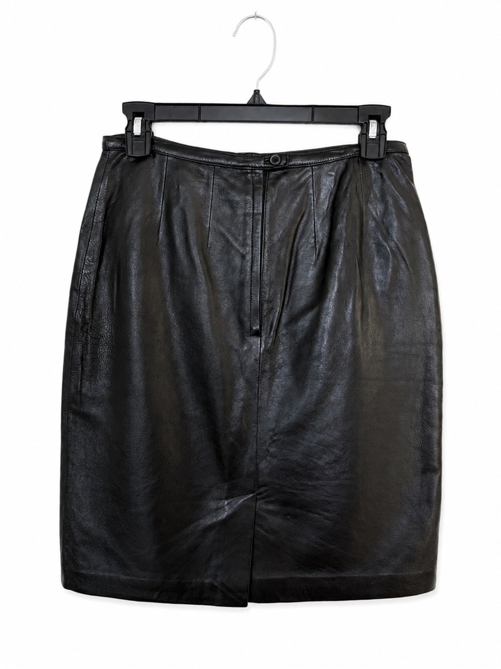 Vintage Mixit Genuine Leather Straight Pencil Skirt Black Y2K Minimalist Size 6 - Picture 6 of 16